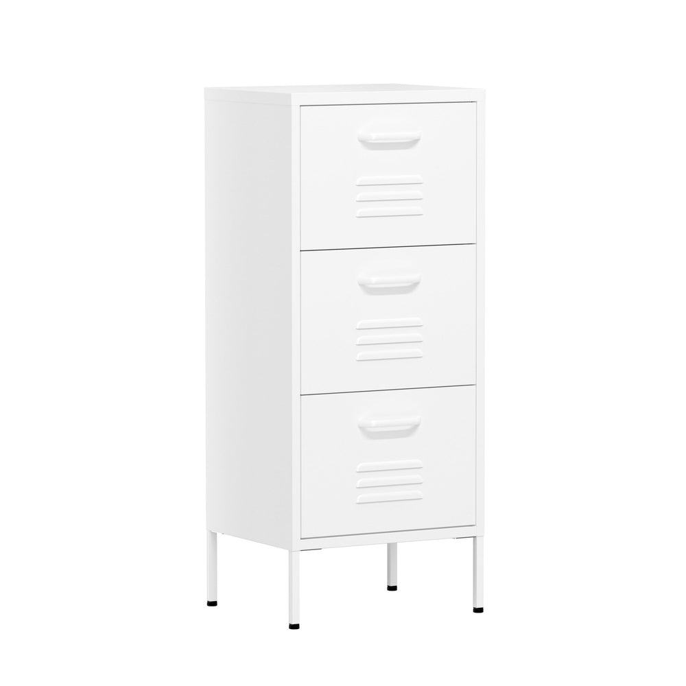 Metal chest of drawers KLAUS with 3 drawers, 42 x 101 cm, white