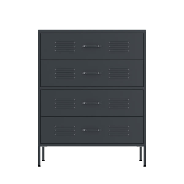 Kommode Metall KLAUS 4 Schubladen 80 x 101 cm anthrazit