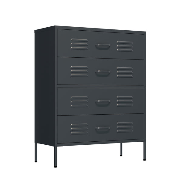 Kommode Metall KLAUS 4 Schubladen 80 x 101 cm anthrazit