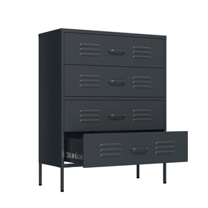 Kommode Metall KLAUS 4 Schubladen 80 x 101 cm anthrazit