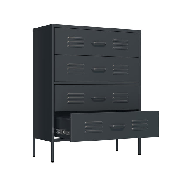 Kommode Metall KLAUS 4 Schubladen 80 x 101 cm anthrazit