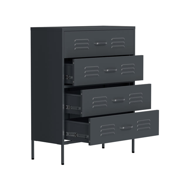 Kommode Metall KLAUS 4 Schubladen 80 x 101 cm anthrazit