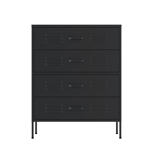 Kommode Metall KLAUS 4 Schubladen 80 x 101 cm schwarz
