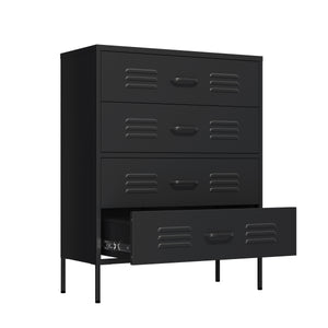 Kommode Metall KLAUS 4 Schubladen 80 x 101 cm schwarz