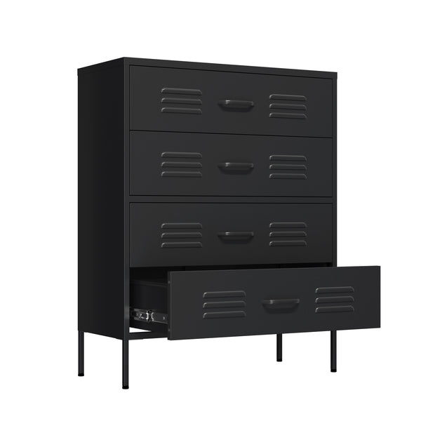 Kommode Metall KLAUS 4 Schubladen 80 x 101 cm schwarz