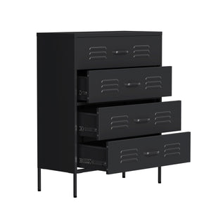 Kommode Metall KLAUS 4 Schubladen 80 x 101 cm schwarz