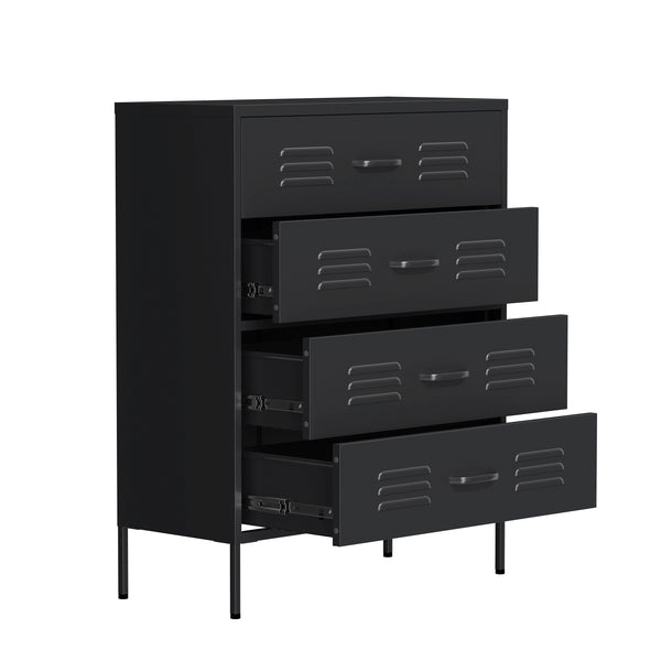 Kommode Metall KLAUS 4 Schubladen 80 x 101 cm schwarz