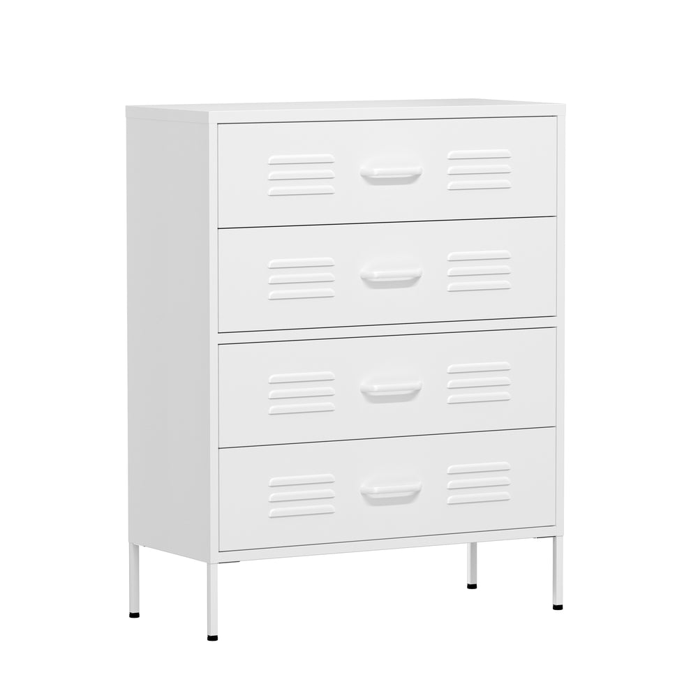 Metal chest of drawers KLAUS, 4 drawers, 80 x 101 cm, white