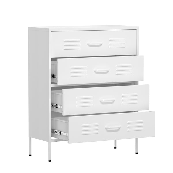 Kommode Metall KLAUS 4 Schubladen 80 x 101 cm weiss