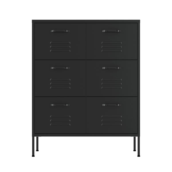 Kommode Metall KLAUS 6 Schubladen 80 x 101 cm schwarz