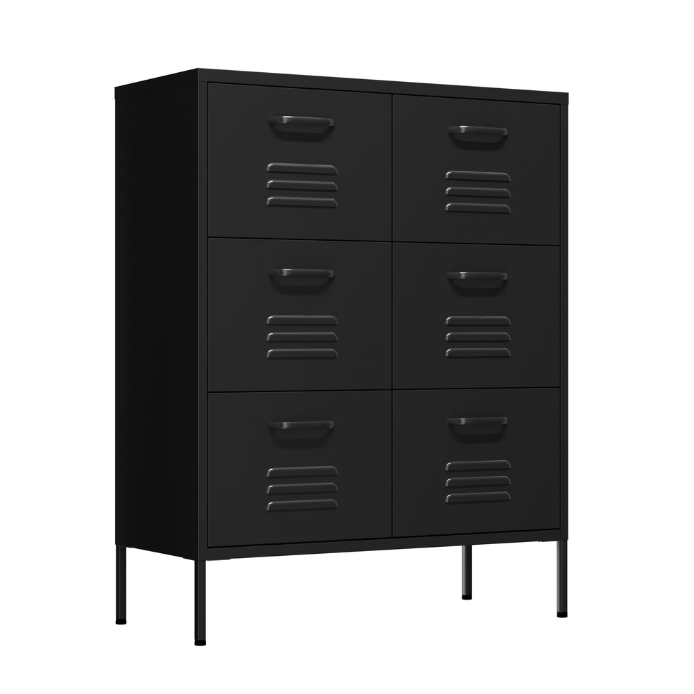 Cassettiera in metallo KLAUS, 6 cassetti, 80 x 101 cm, nero