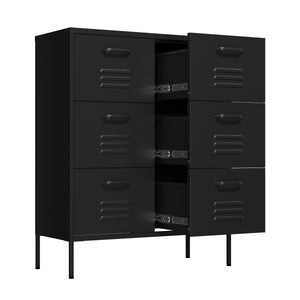 Kommode Metall KLAUS 6 Schubladen 80 x 101 cm schwarz