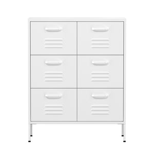 Kommode Metall KLAUS 6 Schubladen 80 x 101 cm weiss