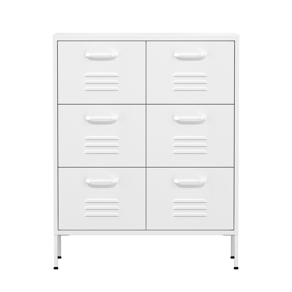 Kommode Metall KLAUS 6 Schubladen 80 x 101 cm weiss