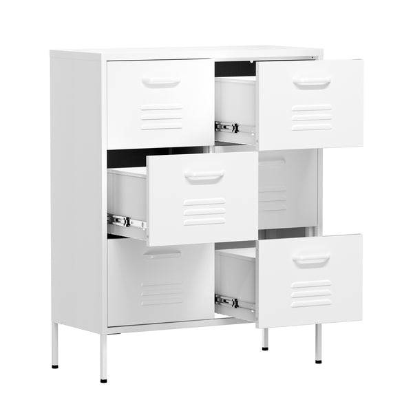 Kommode Metall KLAUS 6 Schubladen 80 x 101 cm weiss