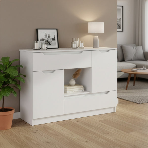 Kommode SENA 2 Schubladen 2 Türen 120 x 84 cm weiss
