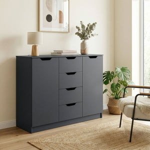 Kommode SENA 4 Schubladen 2 Türen 122 x 92 cm anthrazit