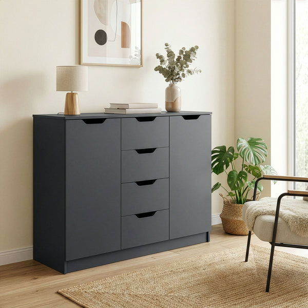 Kommode SENA 4 Schubladen 2 Türen 122 x 92 cm anthrazit