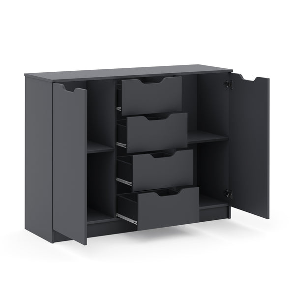 Kommode SENA 4 Schubladen 2 Türen 122 x 92 cm anthrazit