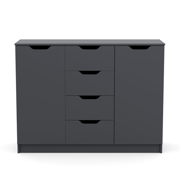 Kommode SENA 4 Schubladen 2 Türen 122 x 92 cm anthrazit