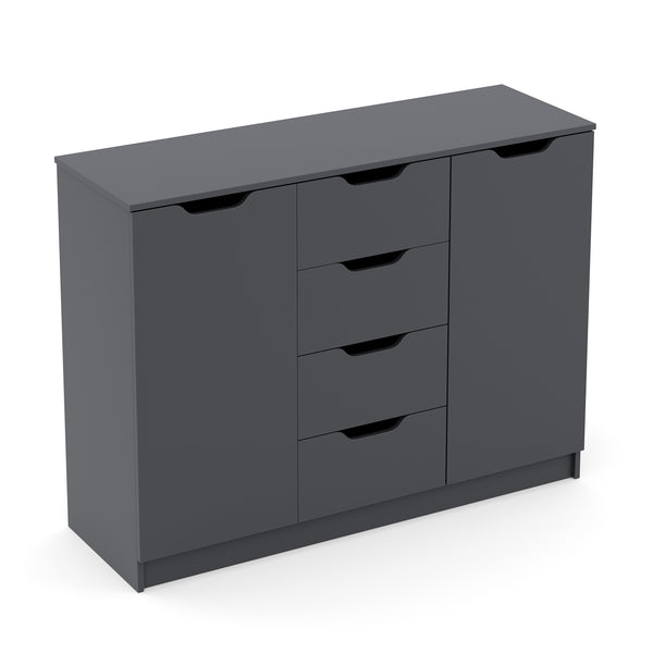 Kommode SENA 4 Schubladen 2 Türen 122 x 92 cm anthrazit