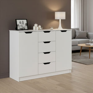 Kommode SENA 4 Schubladen 2 Türen 122 x 92 cm weiss