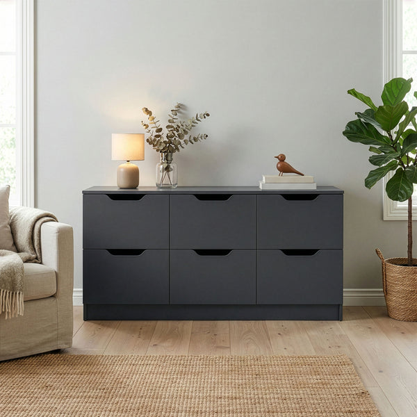 Kommode SENA 6 Schubladen 122 x 61 cm anthrazit
