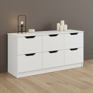 Kommode SENA 6 Schubladen 122 x 61 cm weiss