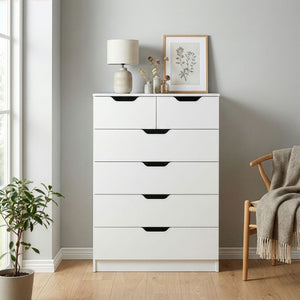 Kommode SENA 6 Schubladen 82 x 113 cm weiss