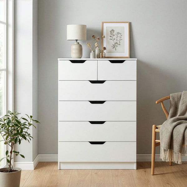 Kommode SENA 6 Schubladen 82 x 113 cm weiss