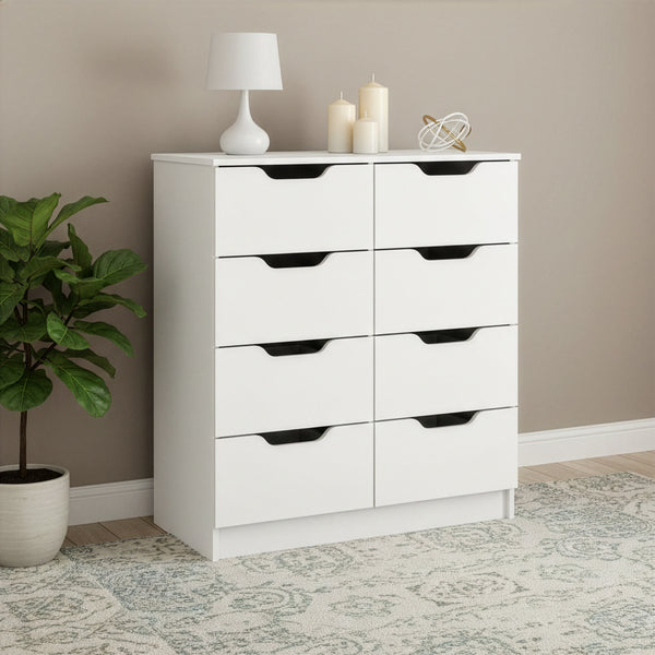 Kommode SENA 8 Schubladen 80 x 91 cm weiss