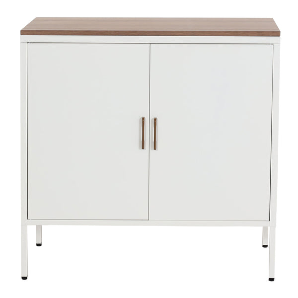 Kommode Sideboard Schrank 2 Türen Metall 90x90x40cm weiss