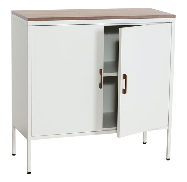 Kommode Sideboard Schrank 2 Türen Metall 90x90x40cm weiss