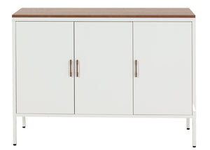 Kommode Sideboard Schrank 3 Türen Metall 90x120x40cm weiss
