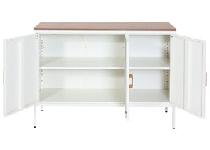 Kommode Sideboard Schrank 3 Türen Metall 90x120x40cm weiss