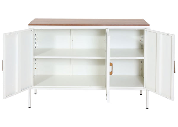 Kommode Sideboard Schrank 3 Türen Metall 90x120x40cm weiss