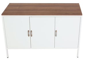 Kommode Sideboard Schrank 3 Türen Metall 90x120x40cm weiss