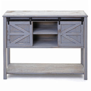 Kommode Sideboard mit Schiebetür Shabby-Look Vintage dunkelgrau