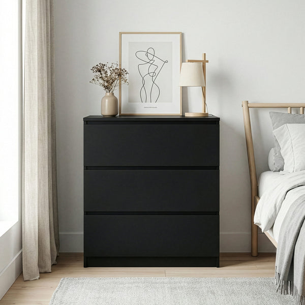 Kommode TALA 3 Schubladen 70 x 77 cm schwarz