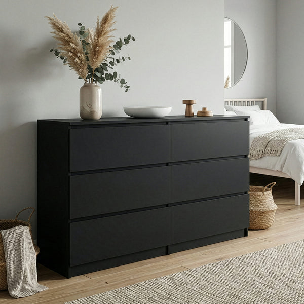 Kommode TALA 6 Schubladen 138 x 77 cm schwarz