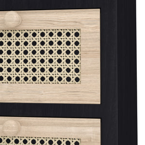 Kommode mit 4 Schubladen ALDO 34 x 78 cm natur/schwarz