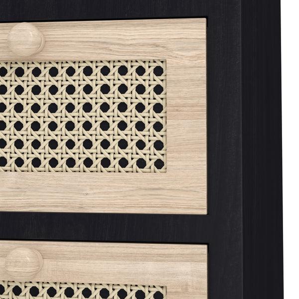 Kommode mit 4 Schubladen ALDO 34 x 78 cm natur/schwarz