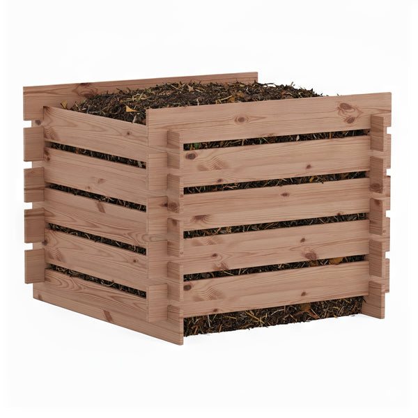 Komposter Holz 560L 90 x 90 x 70 cm natur
