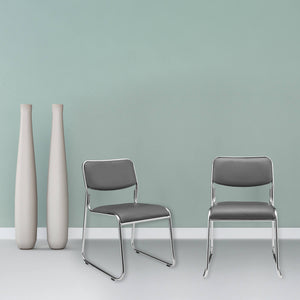 Conference chair folding chair set of 4 faux leather gray 