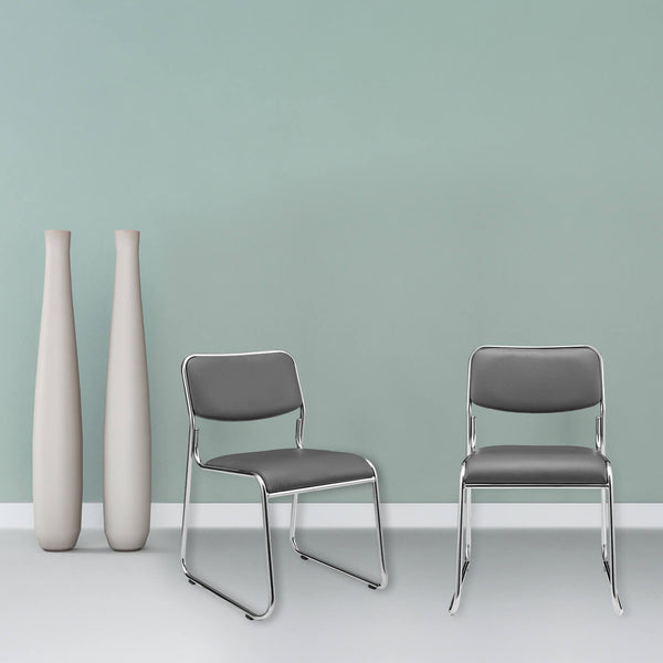 Conference chair folding chair set of 4 faux leather gray 