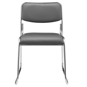 Conference chair folding chair set of 4 faux leather gray 