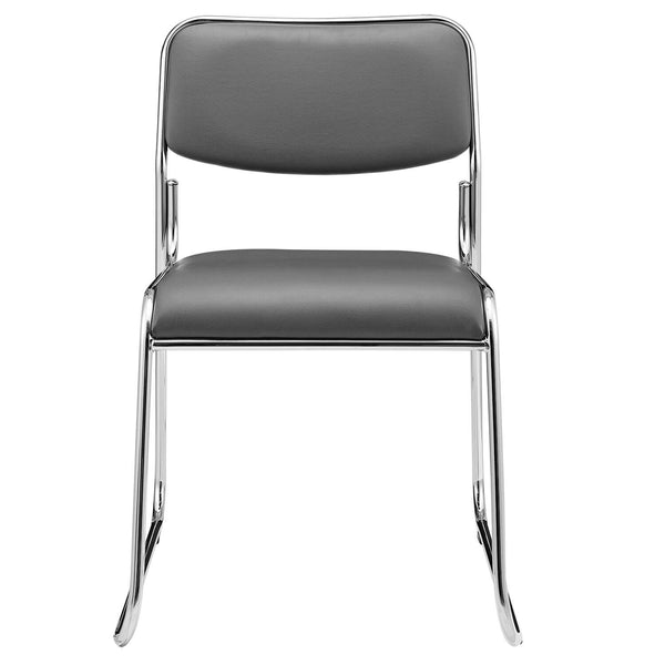 Conference chair folding chair set of 4 faux leather gray 