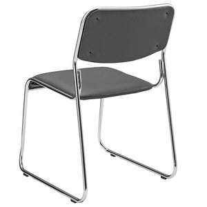 Conference chair folding chair set of 4 faux leather gray 
