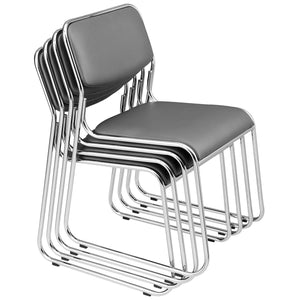 Conference chair folding chair set of 4 faux leather gray 