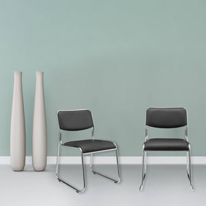 Conference chair, folding chair, set of 4, faux leather, black